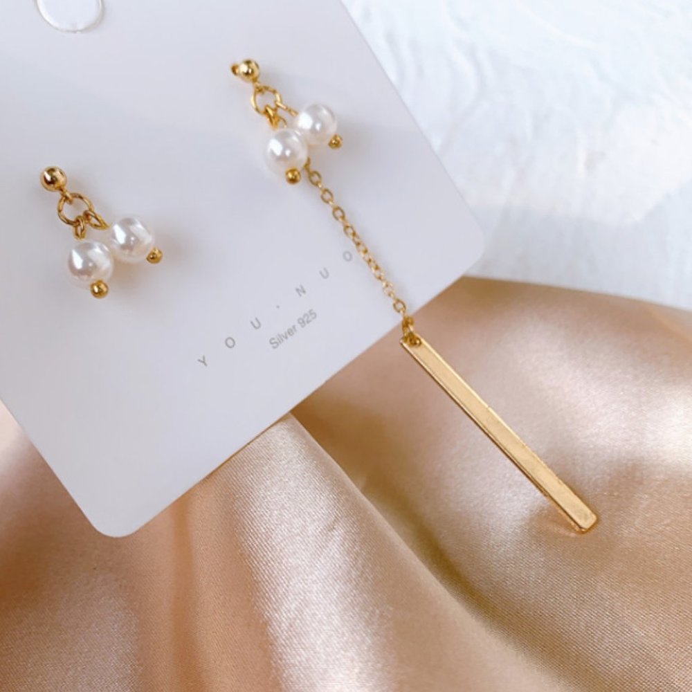Pearl  Gold plated Tassel Earrings